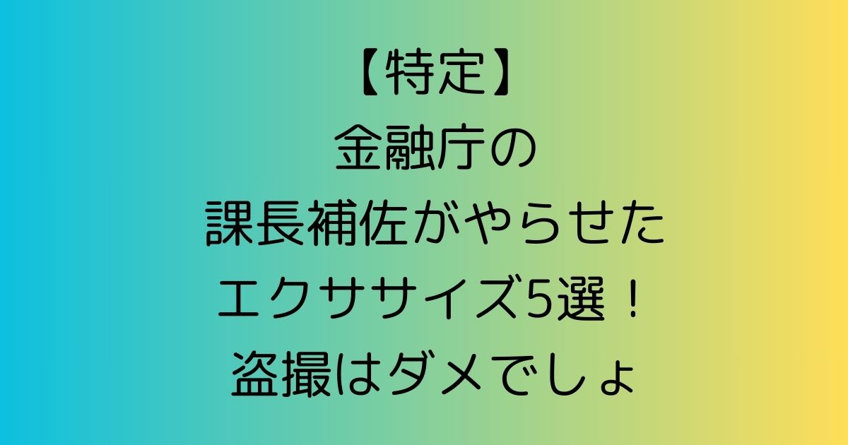 【特定】金融庁の課長補佐がやらせたエクササイズ5選！盗撮はダメでしょ